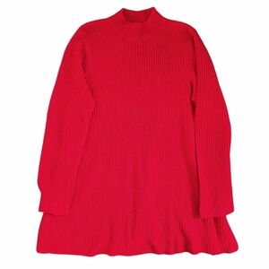 Woman Within Red Ribbed Knit Mock Neck Sweater